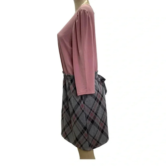 Adrienne Vittadini Size Large Mauve & Checkered Dress/Waist Tie New With Tags - Picture 3 of 8